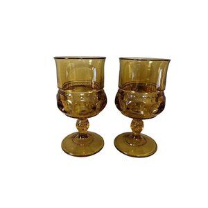 Vintage Colony Water Goblets Color Crown Pattern in Gold (Honey) set of 2